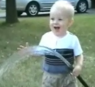 Thirsty Baby Takes A Shower